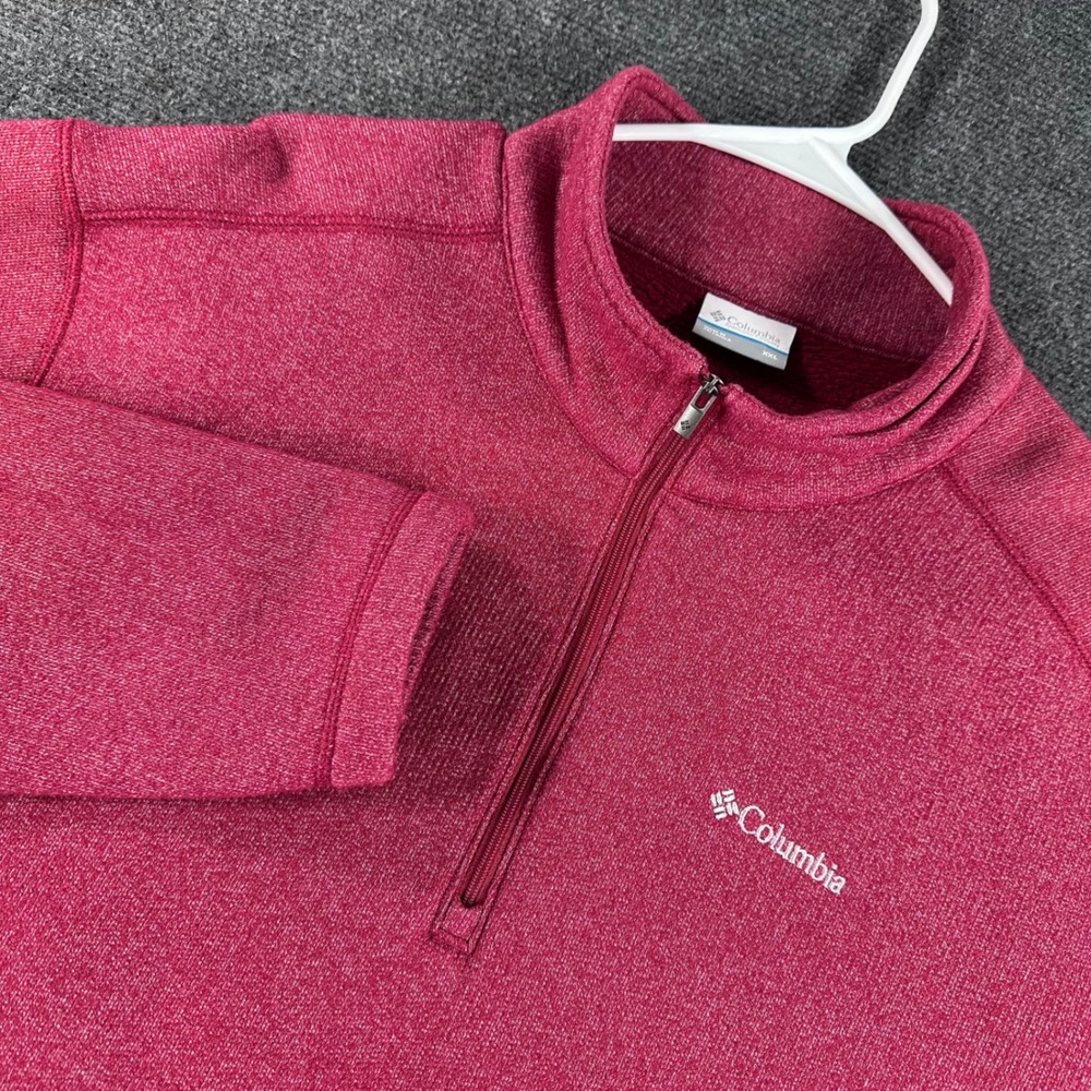 Columbia Quarter Zip Pullover Mens XXL 2XL Red Marl Fleece Sweater Hiking Casual